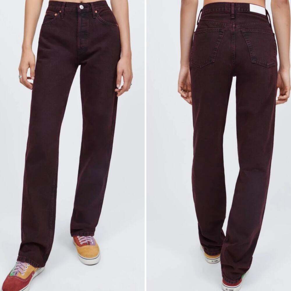 RE/DONE 90s High Rise Loose Denim In Wine Dipped Jeans Size 29